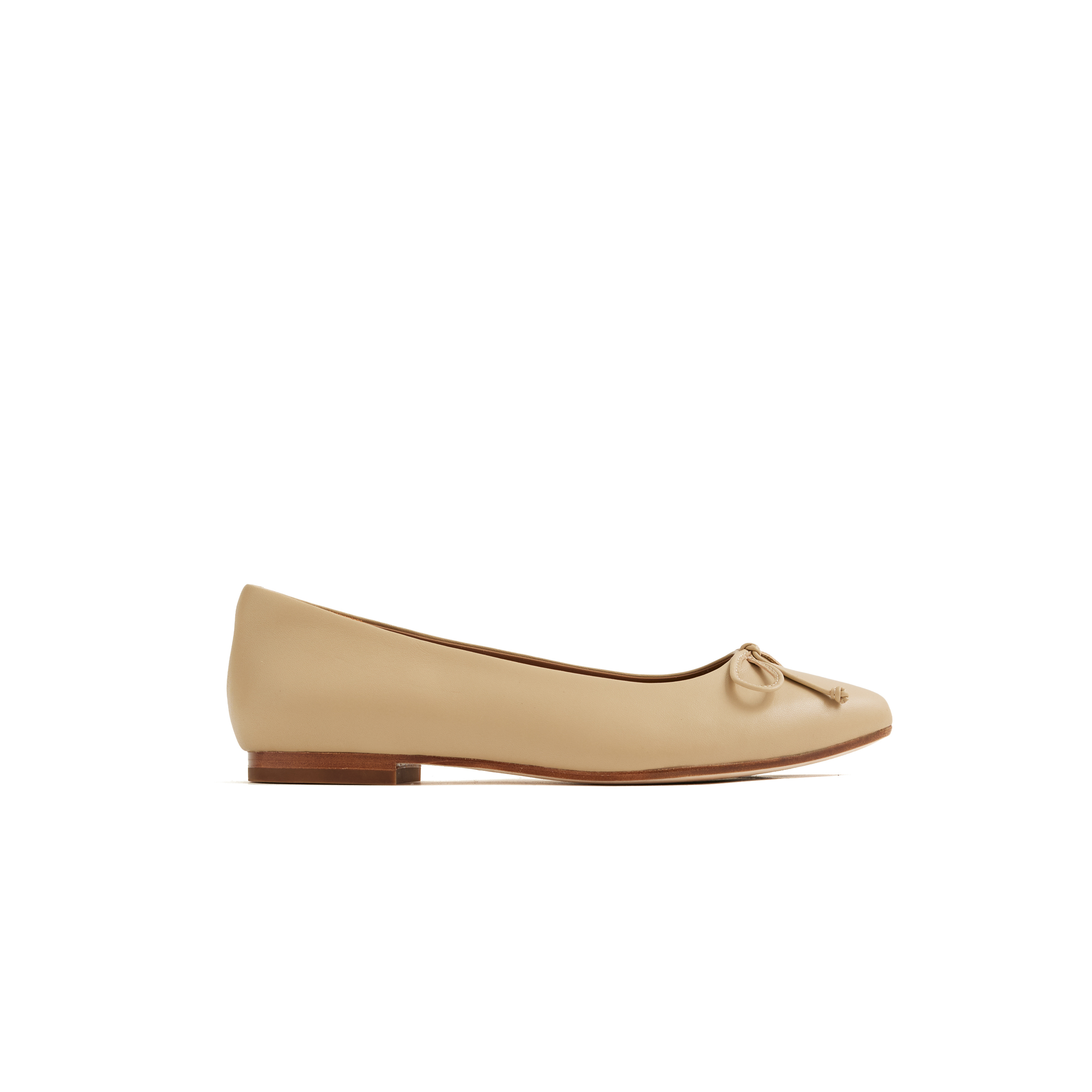 Italian Leather Pointed Bow Flat